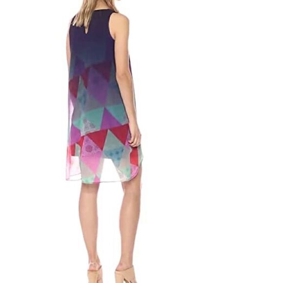 Desigual blue oton sleeveless geometric triangle dress size 40 medium - Picture 2 of 16